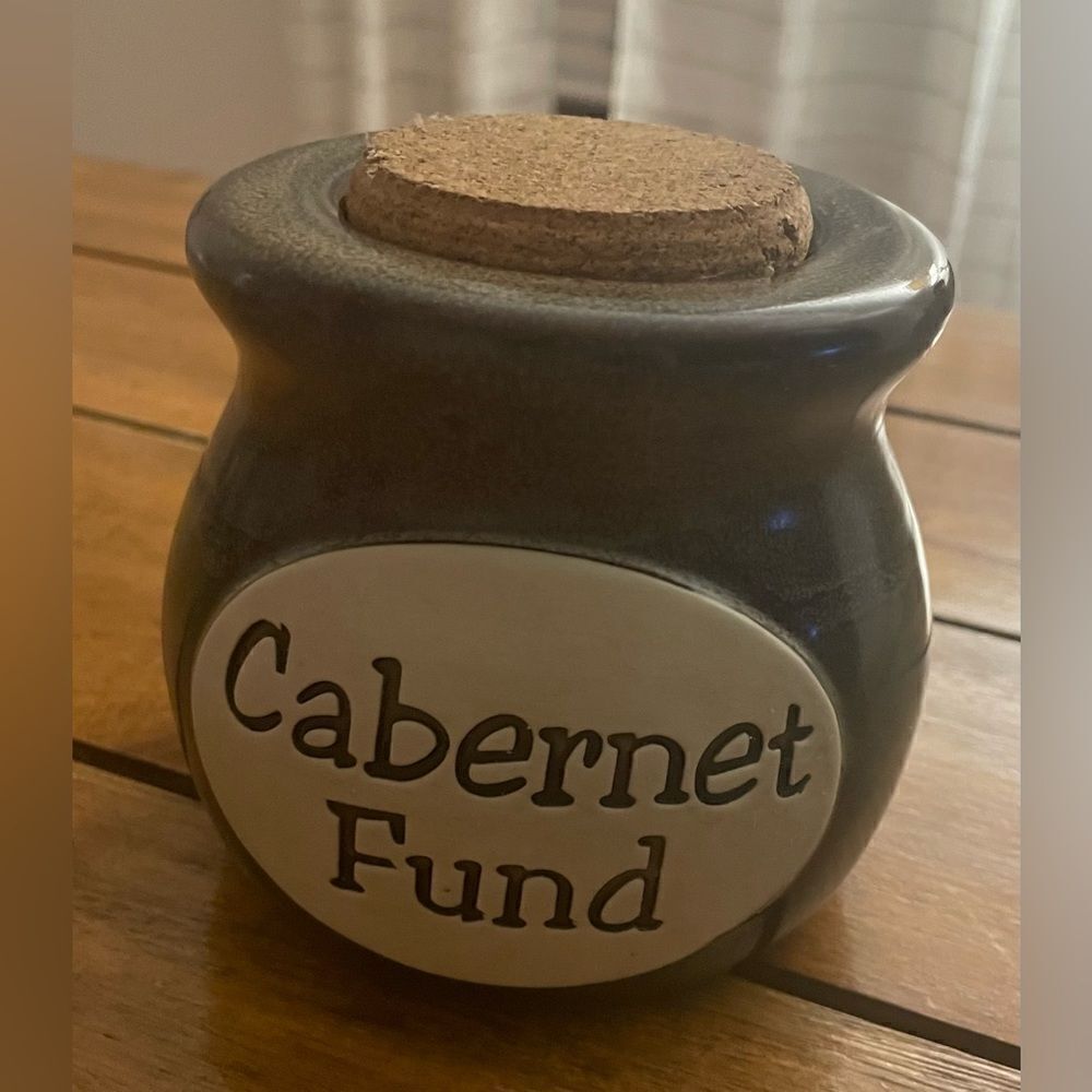 Cabernet Fund Green Ceramic Jar with corkscrew lid